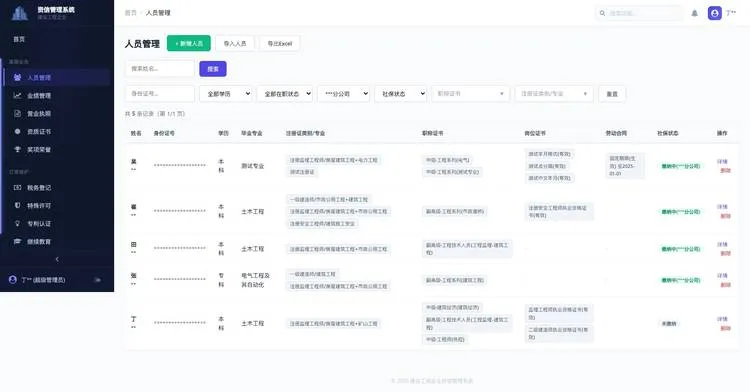 从0到1建设工程企业资信理系统效果图 2