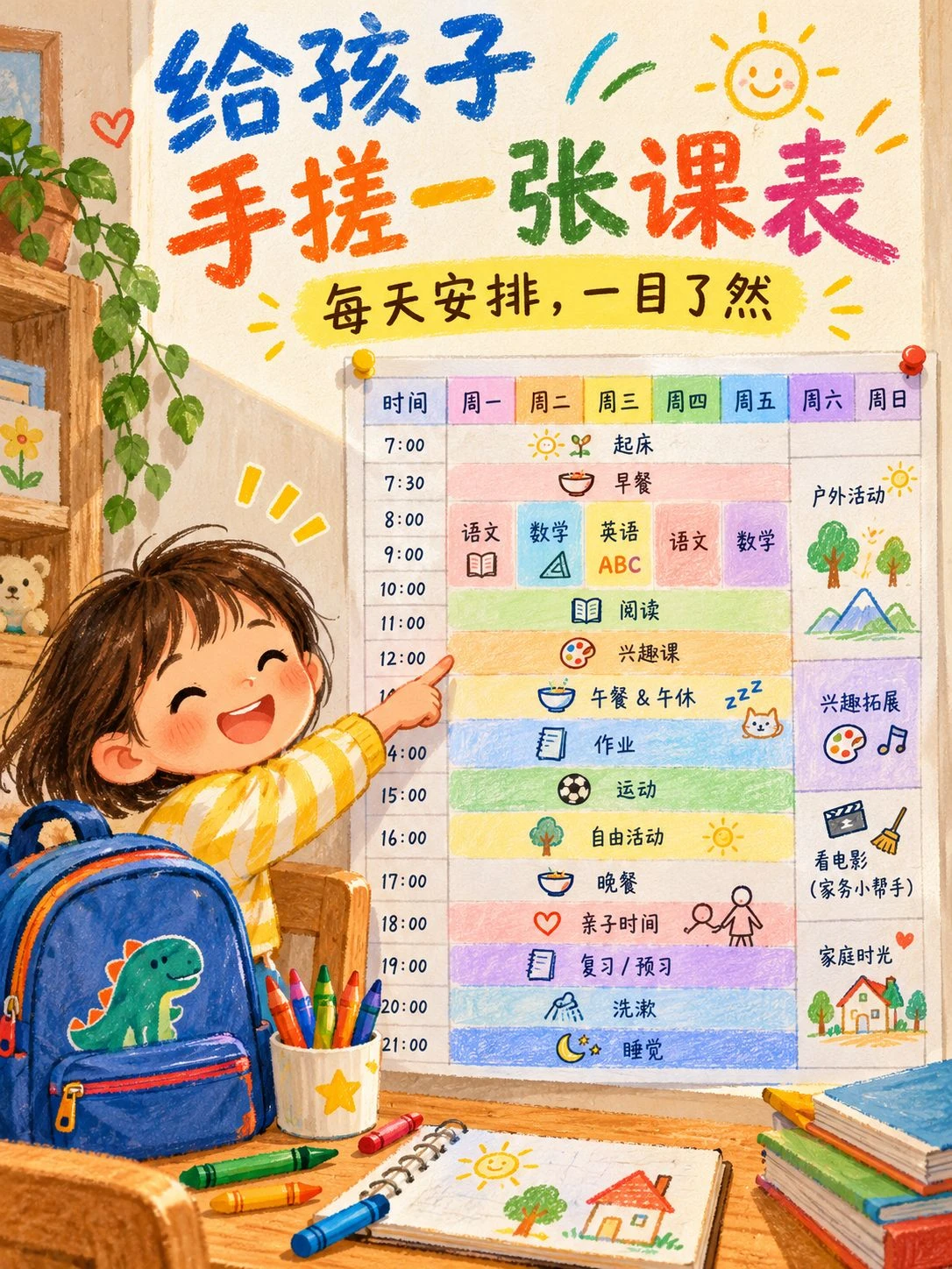 用“灵犀” 给孩子手搓的课表
